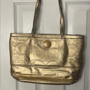 Coach Metallic Gold Tote Bag